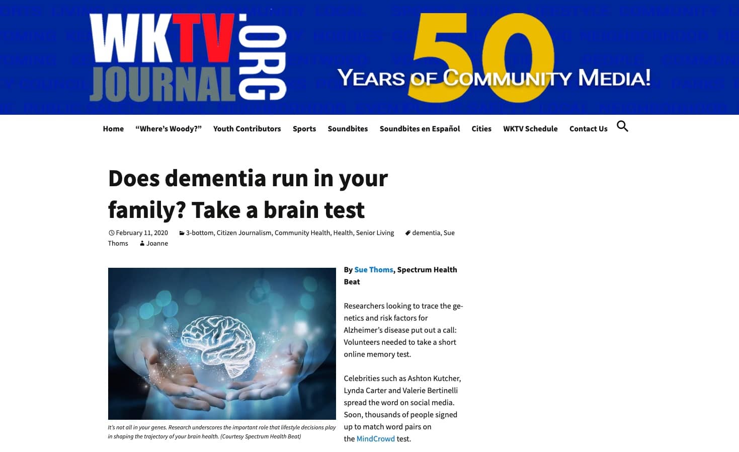 WKTV Journal: Does dementia run in your family Take a brain test
